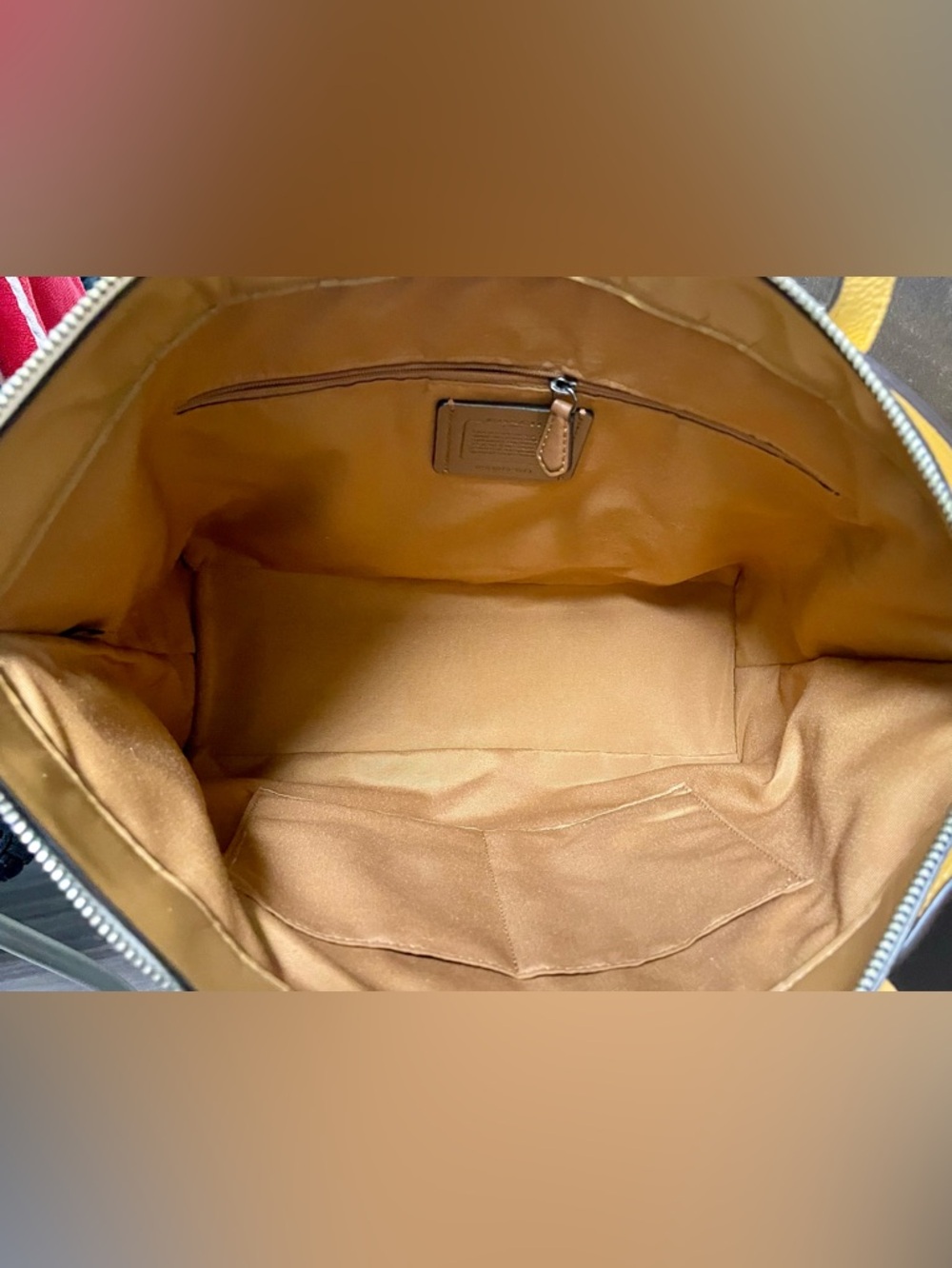 Coach Genuine Leather pebble large two toned yellow white May Tote Bag - Picture 15 of 16